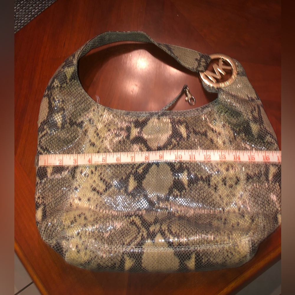 Prwnd Michael kors hobo hand bag leather green and black snake print - Picture 5 of 12